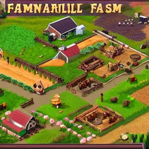 Prompt: a farmville farm