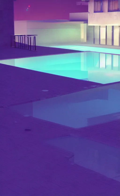 Image similar to swimming pool at night, soft render, volumetric lighting, 3d aesthetic grainy illustration, cgsociety