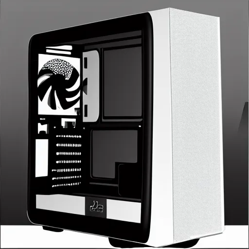 Image similar to white pc case black line art