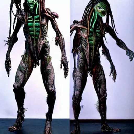 Image similar to the humanoid alien from the predator movie. realistic.