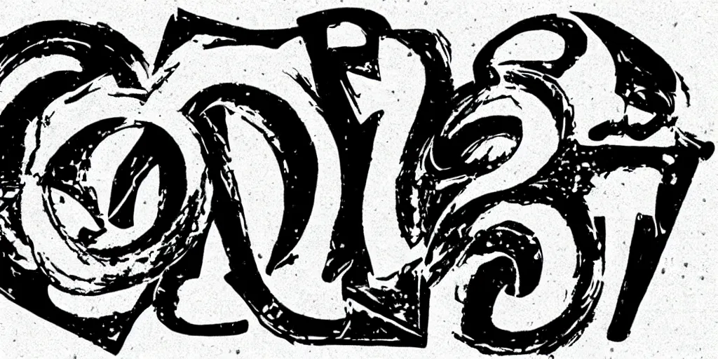 Image similar to Ellus logo, 70s progressive rock logo, typography, Rush band, Tool band, Eloy band, white font on black canvas