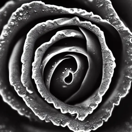 Image similar to award - winning macro of a beautiful black rose made of glowing molten magma