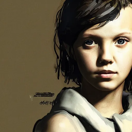 Image similar to Portrait of Millie Bobby Brown by Yoji Shinkawa, octane render