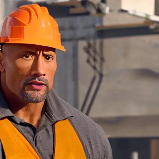 Image similar to Dwayne Johnson As a construction worker 4K detailed super realistic