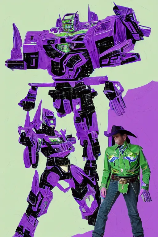 Prompt: portrait of cowboy johnny cash as purple green optimus prime power ranger from transformers riding on guitar zord ufo hoverboard, intricate, highly detailed, smooth, artstation, digital illustration by Lisa Frank and Ruan Jia and Mandy Jurgens and Artgerm and Wayne Barlowe and Greg Rutkowski and Zdislav Beksinski