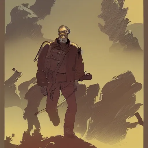 Image similar to Sam Elliot 2d illustration by Feng Zhu and Loish and Laurie Greasley, Victo Ngai, Andreas Rocha, John Harris, artstation, sharp focus