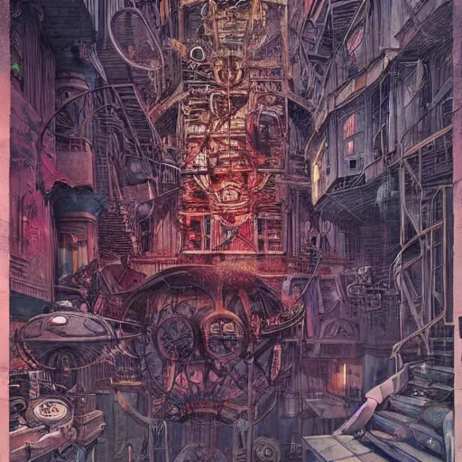 Image similar to A steampunk city, art by James Jean and Wayne Barlowe