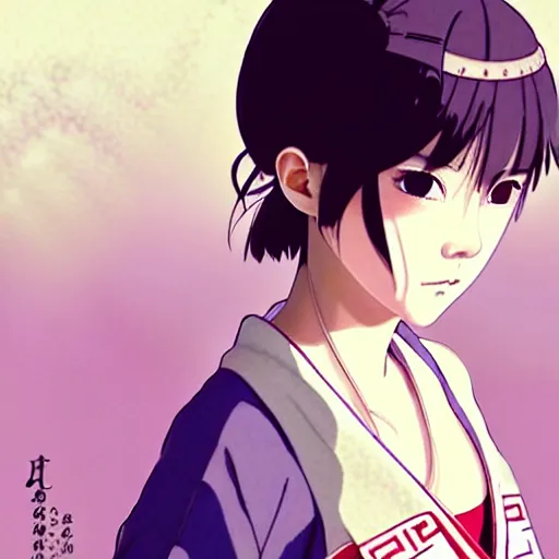 Prompt: a beautiful boyish japanese emma watson alluring instagram model, wearing elegant japanese hiphop leotard outfit with subtle mayan patterns and native fashion, aztec street fashion bathing suit, jrpg fashion, gapmoe yandere grimdark, trending on pixiv fanbox, painted by greg rutkowski makoto shinkai takashi takeuchi studio ghibli, akihiko yoshida