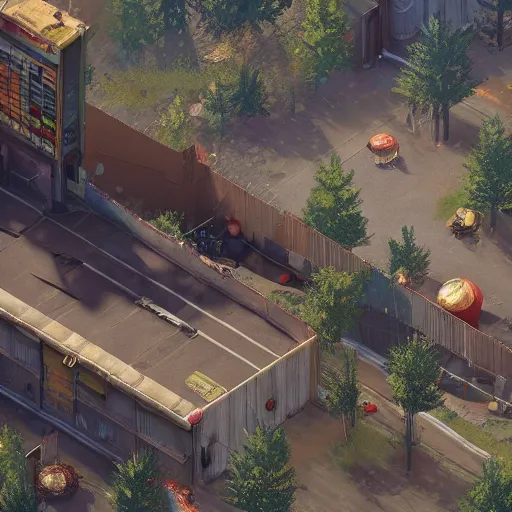 Image similar to A quiet city in the video game Disco Elysium, vivid colors, sharp