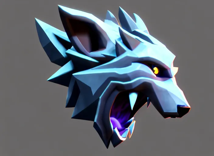 Prompt: wolf head, stylized stl, 3 d render, activision blizzard style, hearthstone style, dauntless style