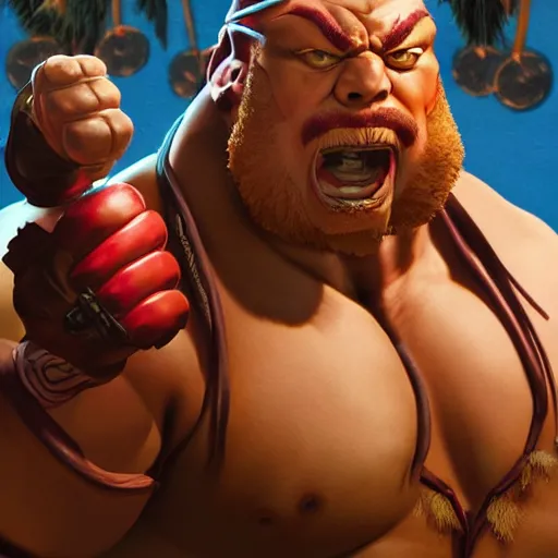 Image similar to danny mcbride as e. honda street fighter, portrait, ultra realistic, concept art, intricate details, highly detailed, photorealistic, octane render, 8 k, unreal engine, art by frank frazetta, simon bisley, brom