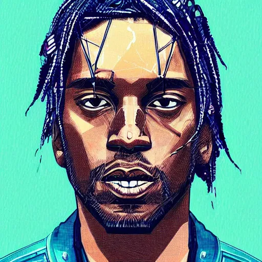 Image similar to portrait of kawhi leonard as half terminator with a robot eye by conrad roset, cybernetically enhanced, hyperdetailed, cyberpunk, cool, trending on artstation