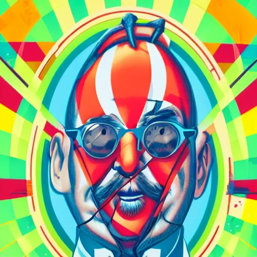 Prompt: Dr. Eggman portrait by Tristan Eaton, geometric, trending dribble, behance