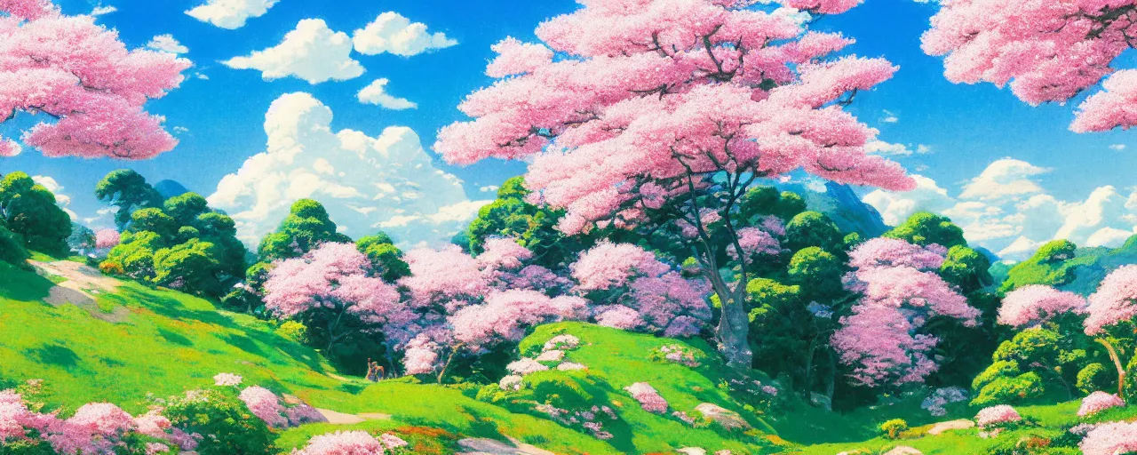 Ghibli Pink Dreamy Wallpaper Meadow Wallpaper Pastel Wallpaper