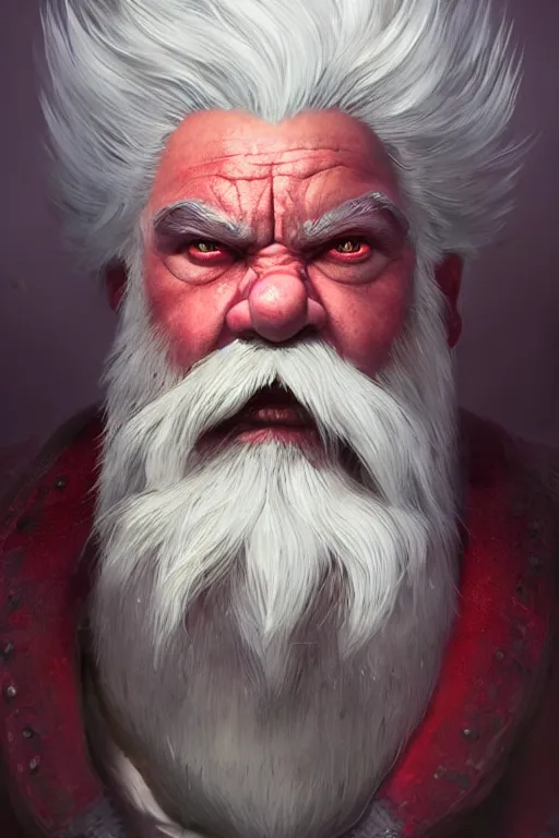 Prompt: bemused dwarf with white hair, red eyes, red iris, long beard, pale snow white skin, full body character portrait, colorful, octane render, unreal engine, studio lighting, photorealistic, digital art by studio ghibli and greg rutkowski