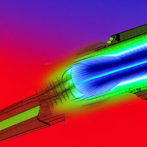 Prompt: a CFD Simulation of a spaceshuttle, Colourful, Multiphase flow