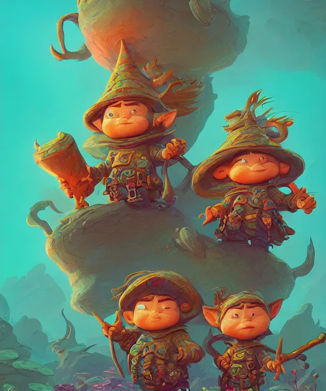 Prompt: gnomish twins in a pixar artstyle, adorable and whimsical,, fantasy, elegant, digital painting, artstation, unreal engine, octane render, concept art, matte, sharp focus, vibrant colors, high contrast, illustration, art by james jean and philippe druillet and justin gerard