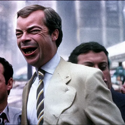 Prompt: nigel farage shouting screaming in blade runner