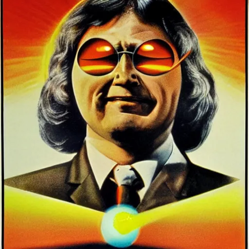 Image similar to 1970s movie poster about the sun expanding and swallowing the earth