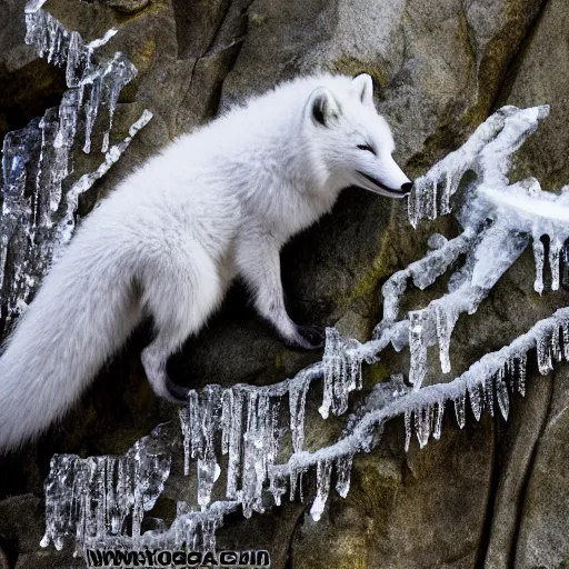 Image similar to an arctic fox made out of icicles, national geographic award-winnning photography