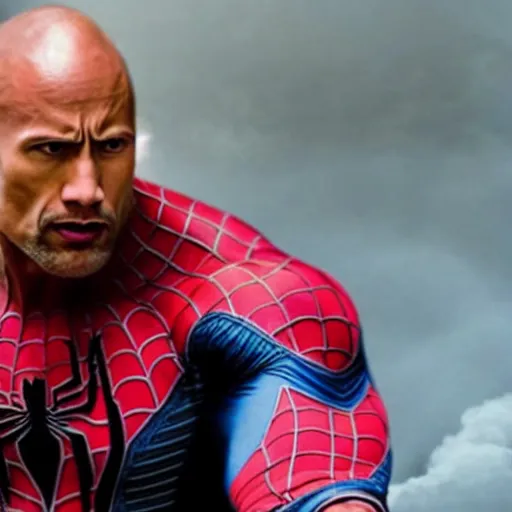 Image similar to Dwayne Johnson as Spiderman