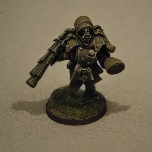 Image similar to an ecstatic Death Korps of Kreig soldier wearing grey