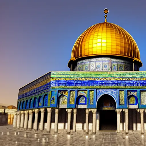 Prompt: Dome of the Rock Cinematic, ultra-detailed, ultra-realistic, realism, ambient light