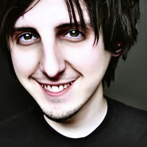 Prompt: a photo of porter robinson with an evil smile