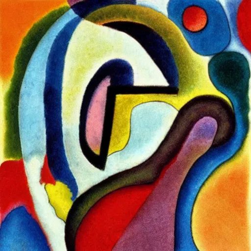 Image similar to face; a 3d abstract sketch by Kandinsky; tears in eyes