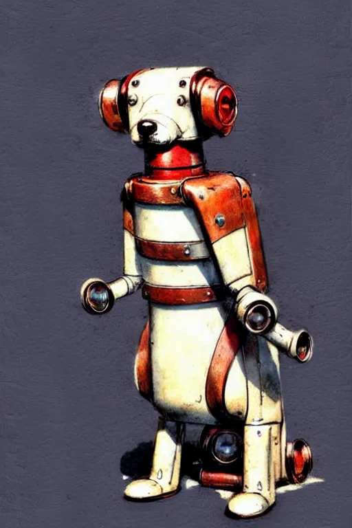 Image similar to adventurer ( ( ( ( ( 1 9 5 0 s retro future android robot dog. muted colors. ) ) ) ) ) by jean baptiste monge!!!!!!!!!!!!!!!!!!!!!!!!! chrome red