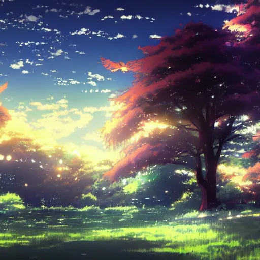 Prompt: magical dream haven pixiv scenery art painted by makoto shinkai