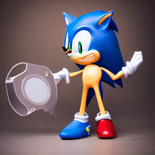 Prompt: Extremely detailed plastic figurine of movie Sonic, studio lightning, product photo, professional photography.