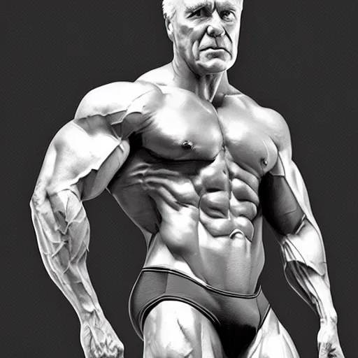 Image similar to ken barlow with the physique of a body builder, hyper realistic, ultra detailed, cinematic, dynamic lighting, photorealistic, refined, intricate, digital art, digital painting, masterpiece, 8k