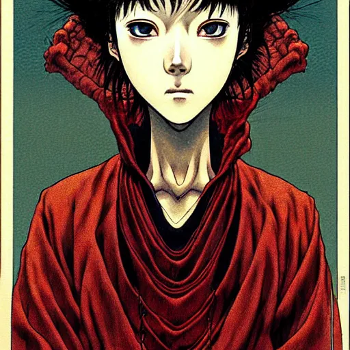 Prompt: prompt : portrait of scavenger painted in miyazaki color style drawn by katsuhiro otomo and takato yamamoto, inspired by fables, china doll face, smooth face feature, intricate oil painting, high detail, sharp high detail, manga and anime 2 0 0 0