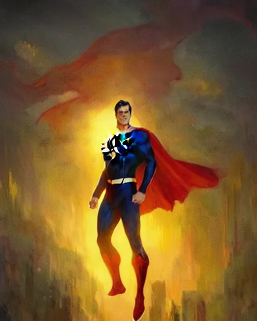 Image similar to superman emerging from the sun, elegant, orange yellow ethereal, horror, fantasy art by greg rutkowski and magali villeneuve and claude monet