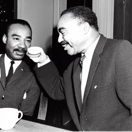 Prompt: fred rogers having a cup of tea with martin luther king jr