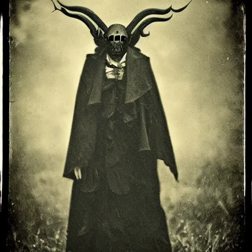 Image similar to a creepy demon, a character portrait, photograph by Kyle Thompson, Victorian England, deviantart, gothic art, deviantart, tintype photograph, goth