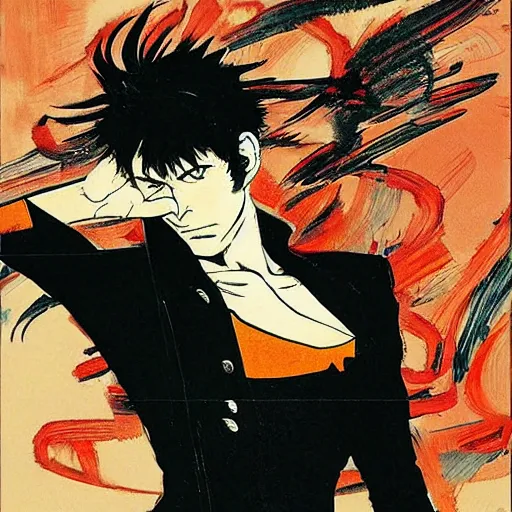 Image similar to corto maltese in jojo pose, oil on canvas by takato yamamoto and ruan jia and dave mckean