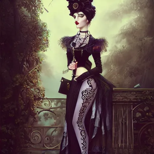 Prompt: lofi goth victorian portrait of lady dimitrescu, digital art, Pixar style, by Tristan Eaton Stanley Artgerm and Tom Bagshaw.