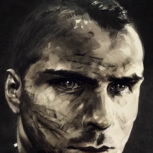 Image similar to portrait of a spanish anarcho - syndicalist buenaventura durruti, colourised, face portrait, epic, tragic, military art, fantasy, dieselpunk, hd shot, digital portrait, beautiful, artstation, comic style, by artgerm, guy denning, jakub rozalski, magali villeneuve and charlie bowater