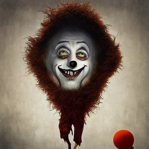 Prompt: tim burton and dr seuss and michal karcz dark surrealism painting of a clown., detailed, elegant, intricate, 4 k, renaissance painting