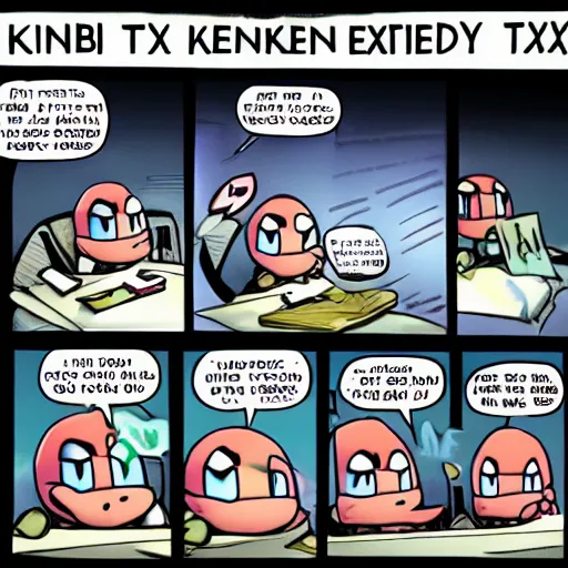 Prompt: kirby files his taxes