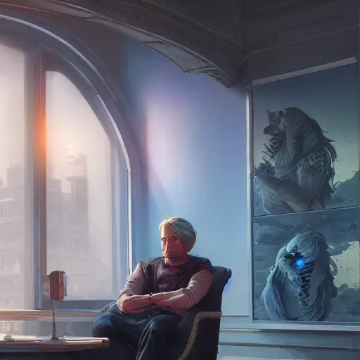 Image similar to highly detailed portrait isaac newton in gta v, stephen bliss, unreal engine, fantasy art by greg rutkowski, loish, rhads, ferdinand knab, makoto shinkai and lois van baarle, ilya kuvshinov, rossdraws, tom bagshaw, global illumination, radiant light, detailed and intricate environment