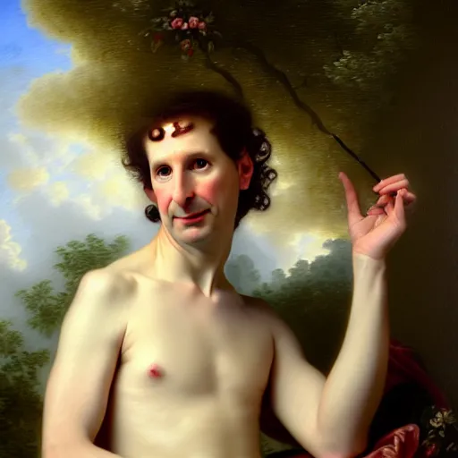 Image similar to A fantasy style portrait painting of Chris Barrie, in the style of François Boucher, Oil Painting, hyperrealistic, render, Regal, Refined, Detailed Digital Art, RPG portrait, Michael Cheval, William-Adolphe Bouguereau, dynamic lighting, Highly Detailed, Cinematic Lighting, Unreal Engine, 8k, HD, octane render