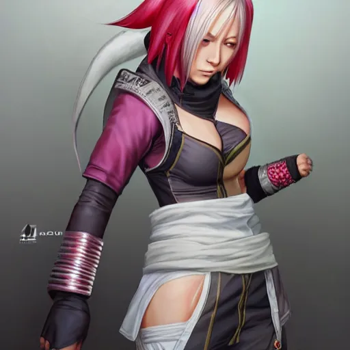 Image similar to sakura haruno as a tekken character, cg animation, namco, realistic, character select portrait, by artgerm, greg rutkowski, alphonse mucha, 3 d