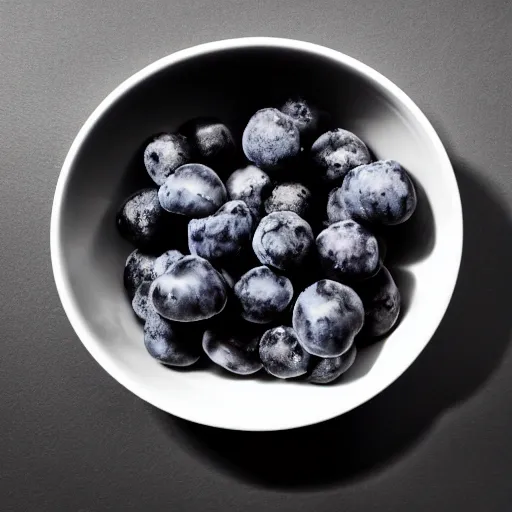 Image similar to bowl of fruit, black background, depth of field