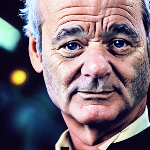 Prompt: bill murray in star wars, closeup, movie still, promotional shot