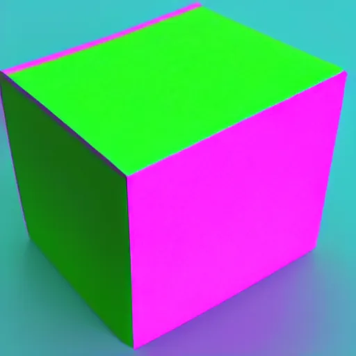 Image similar to cube made from paper, pink background, violet shift render, neon green, cgi