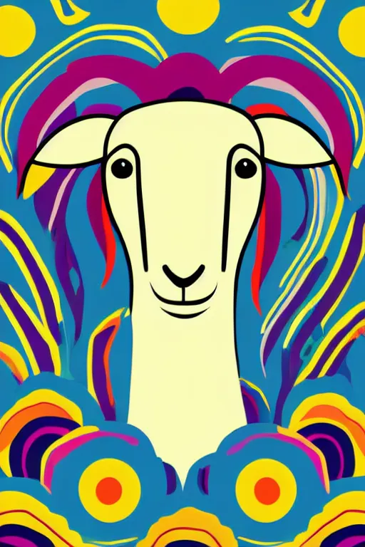 Prompt: minimalist boho style art of a colorful sheep, illustration, vector art