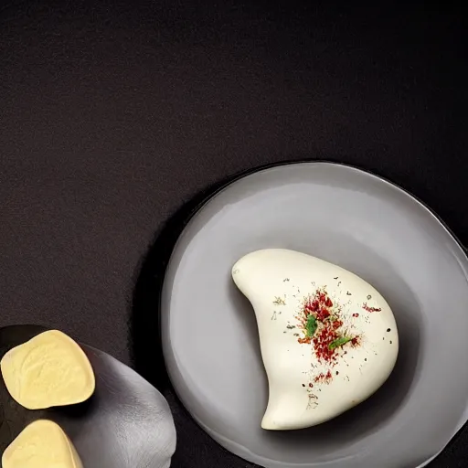 Prompt: El Bulli Potato and Cream: Foot photography